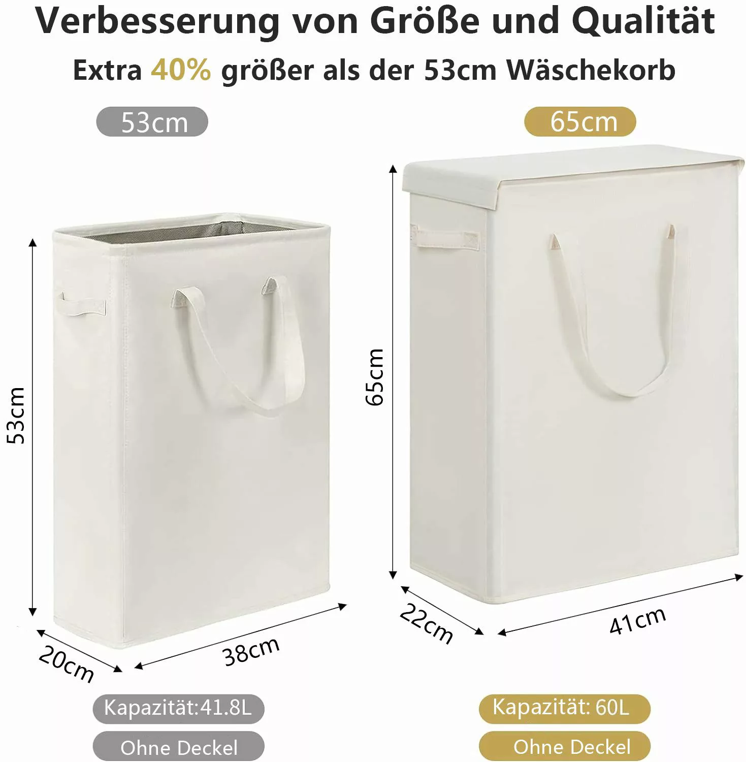 FABATO Wäschekorb 60L Schmaler Wäschekorb mit günstig online kaufen