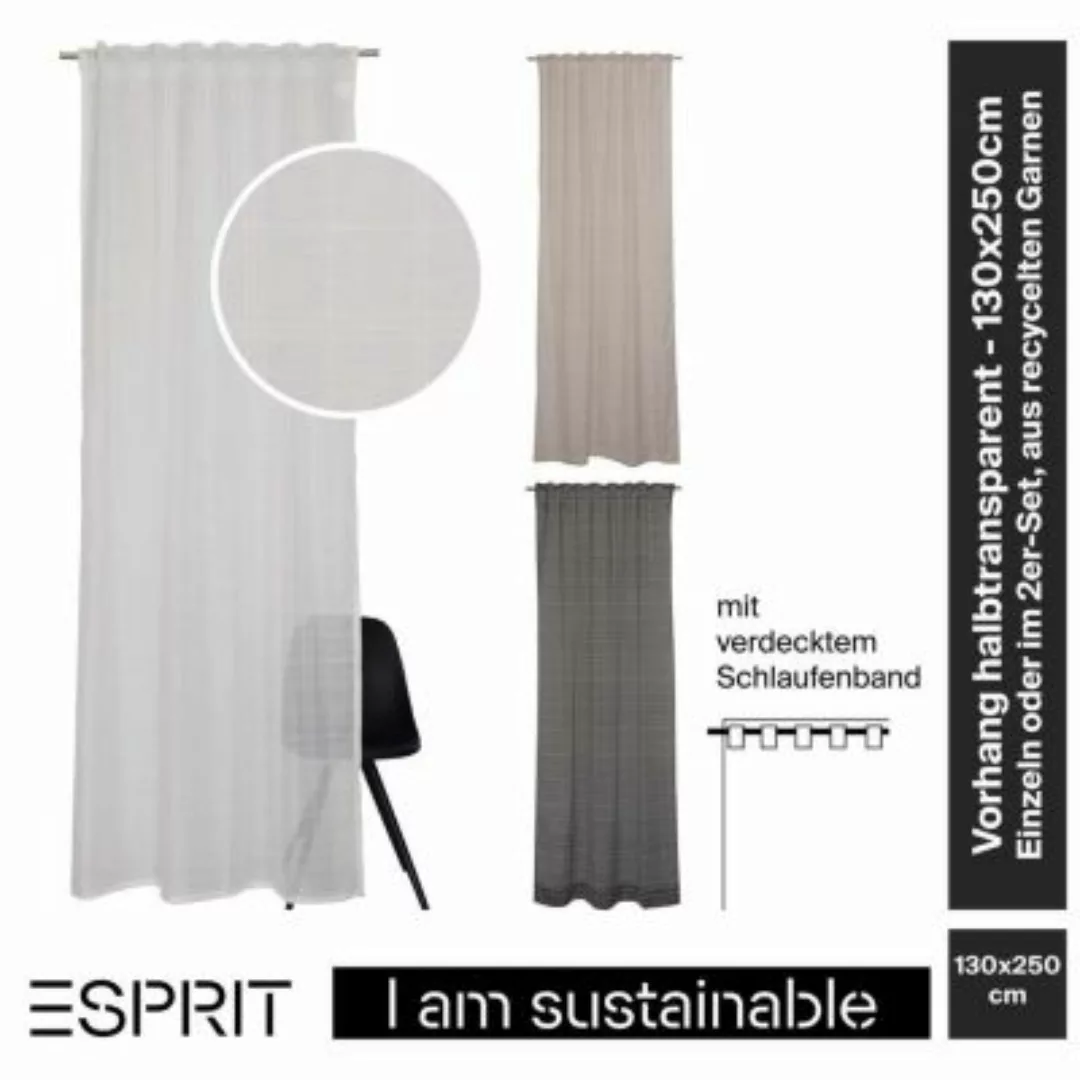 ESPRIT Transparenter Vorhang mit verdeckten Schlaufenband 130 x 250 cm JIL günstig online kaufen