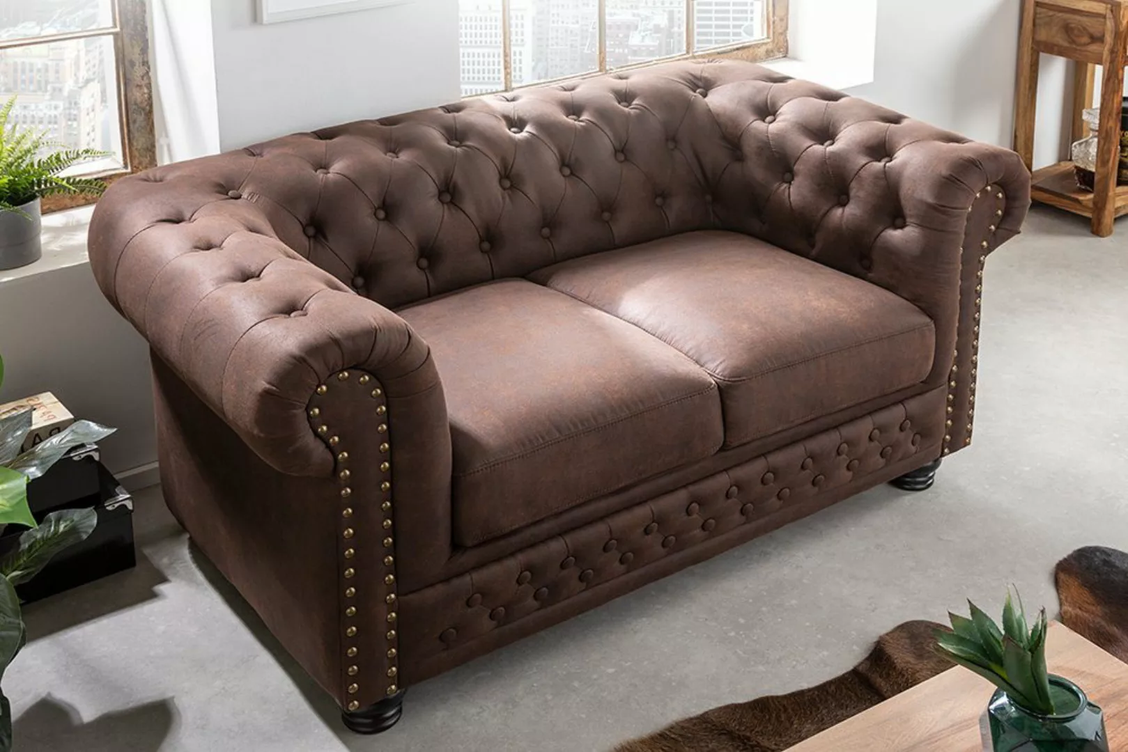 riess-ambiente 2-Sitzer CHESTERFIELD 150cm vintage braun, Einzelartikel 1 T günstig online kaufen