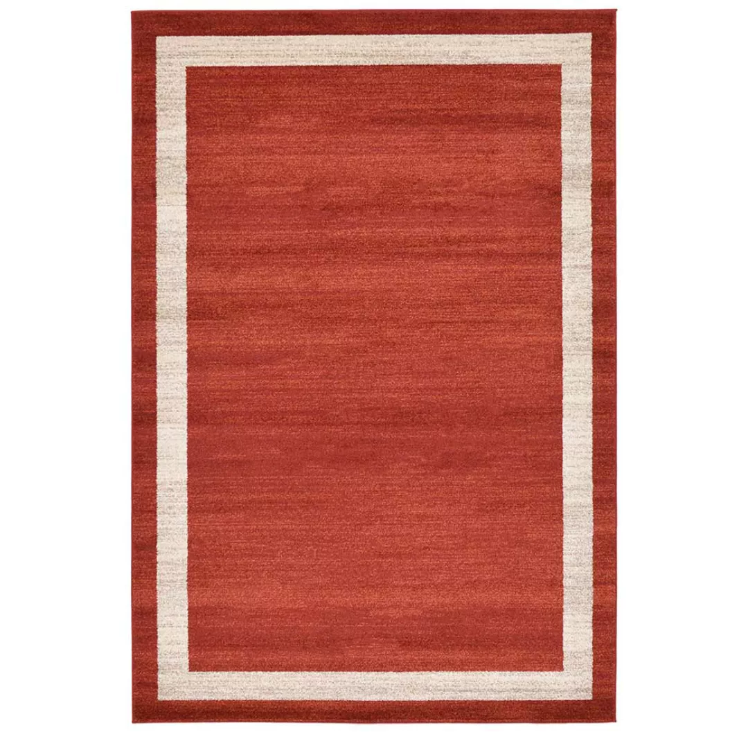 Rechteckiger Teppich in Terracotta und Beige pflegeleichter Kurzflor günstig online kaufen