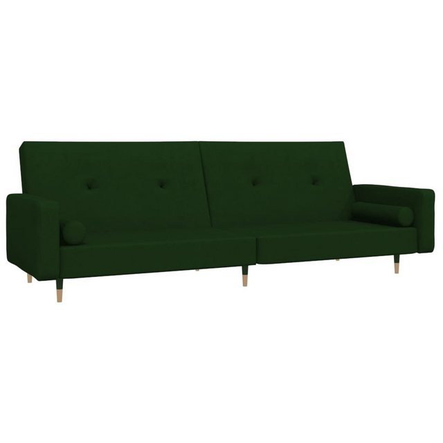 vidaXL Sofa Schlafsofa 2-Sitzer mit 2 Kissen Dunkelgrün Samt günstig online kaufen