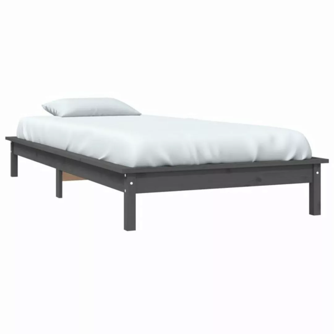 vidaXL Bett Massivholzbett Grau 75x190 cm Kiefer günstig online kaufen