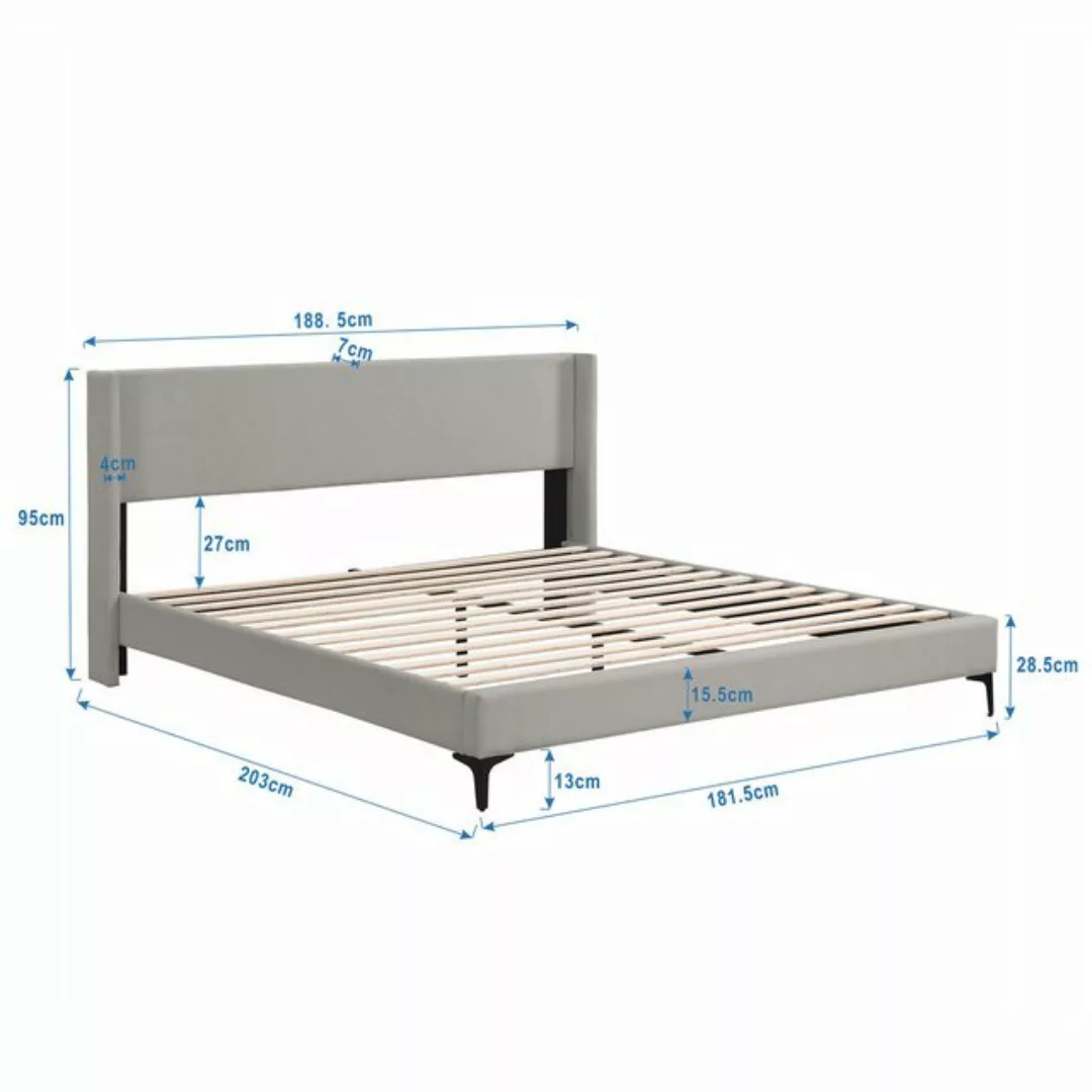 KoDise Polsterbett 180 x 200 cm Bett Doppelbett mit Kopfteil Bettrahmen , a günstig online kaufen