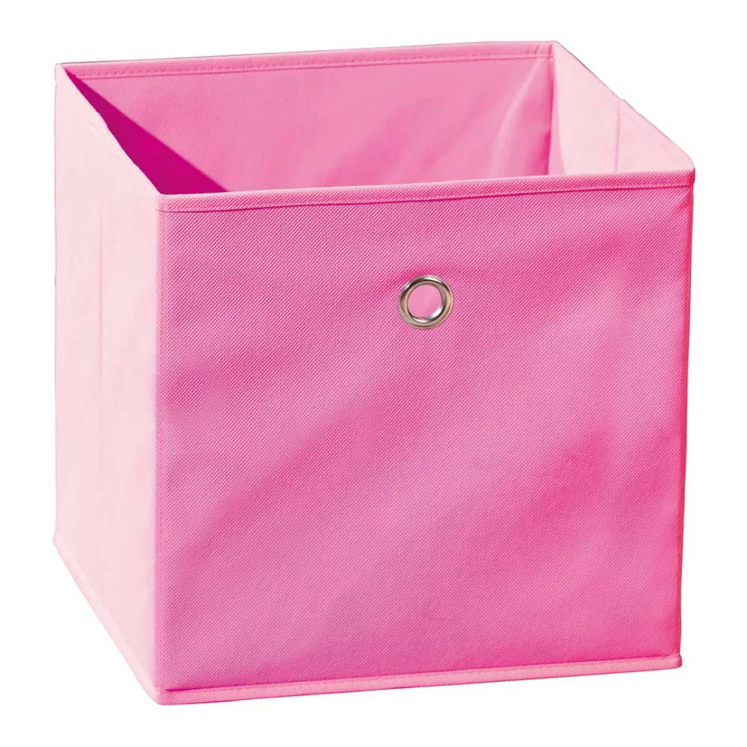 Treppenregal in Weiß pinken Stoffboxen günstig online kaufen