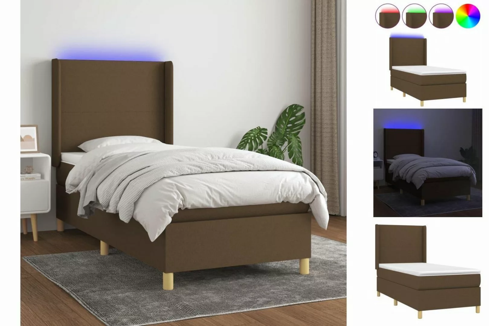 vidaXL Boxspringbett Bett Boxspringbett mit Matratze und LED Stoff (80 x 20 günstig online kaufen