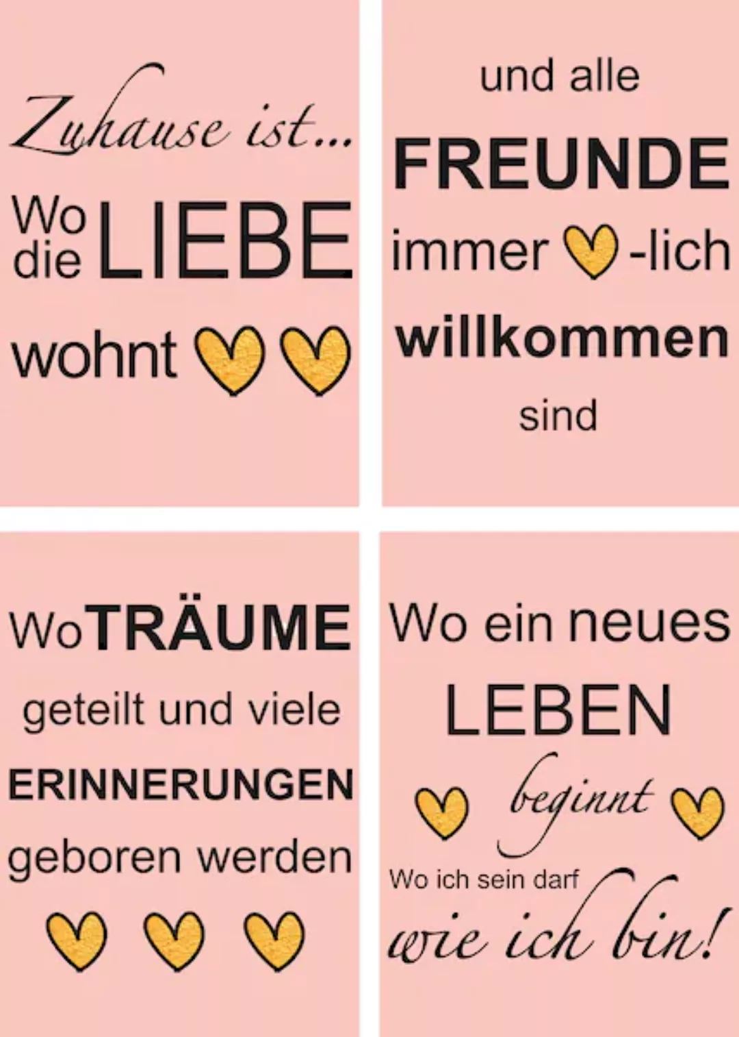 Artland Poster "Wo die Liebe wohnt", Sprüche & Texte, (4 St.), Poster, Wand günstig online kaufen
