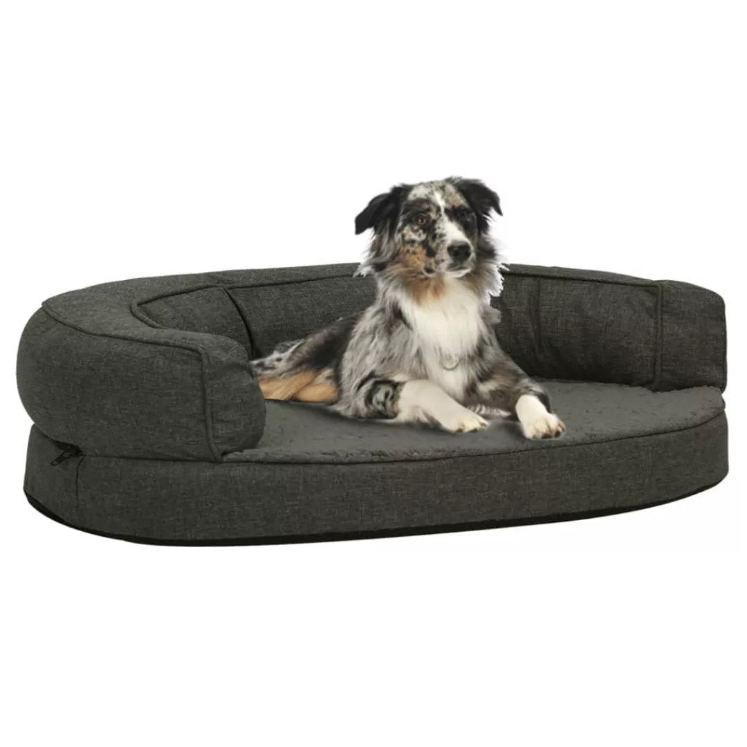 Hundematratze Ergonomisch 75x53cm Leinenoptik Fleece Dunkelgrau günstig online kaufen