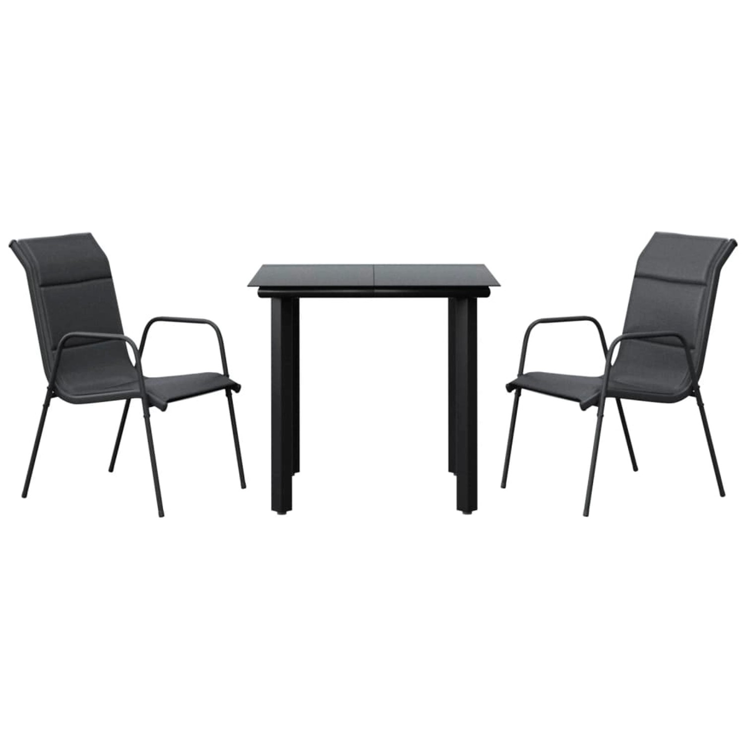 vidaXL 3-Tlg Garten-Essgruppe Schwarz Stahl und Textilene 3200710 günstig online kaufen