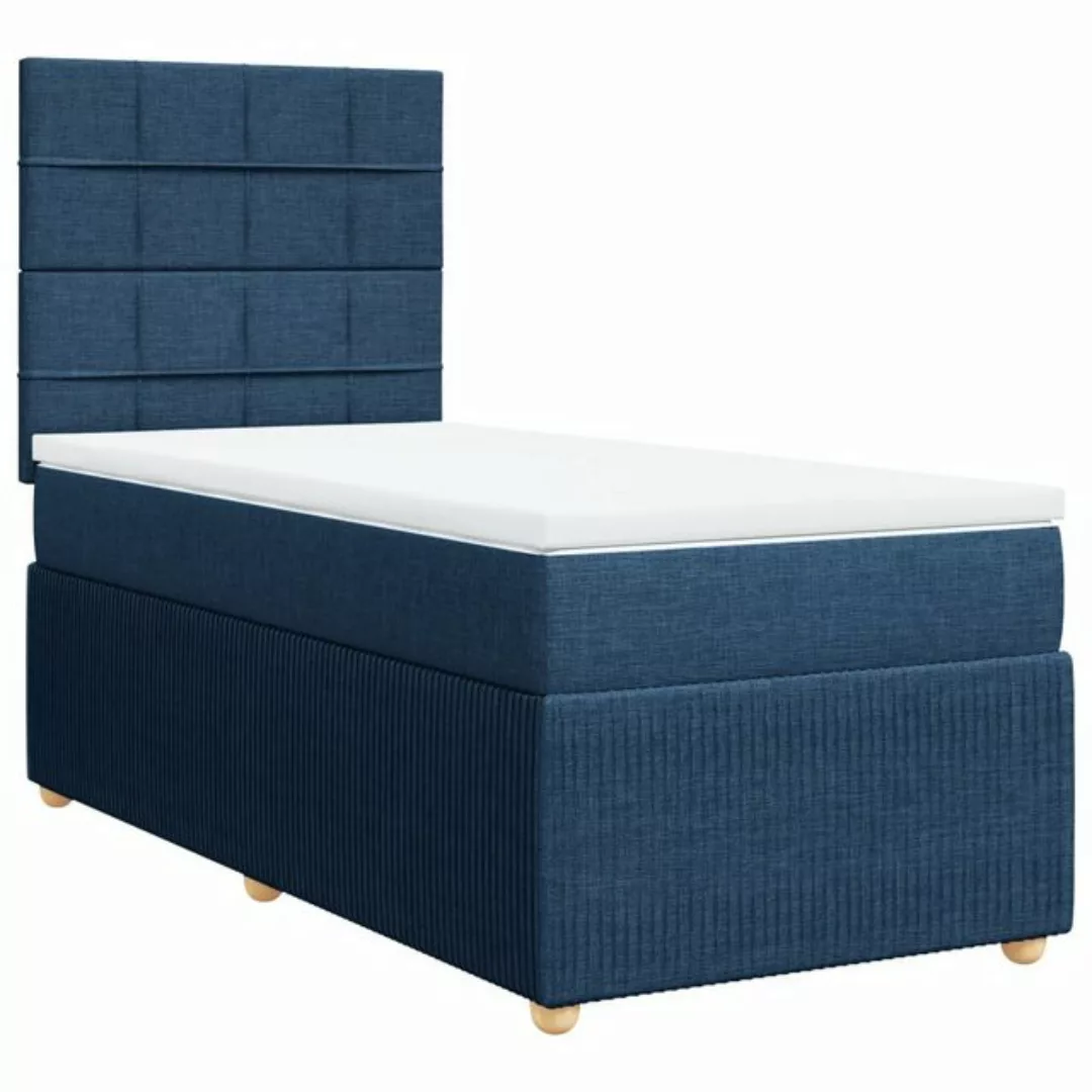 vidaXL Bett Boxspringbett mit Matratze Blau 80x200 cm Stoff günstig online kaufen