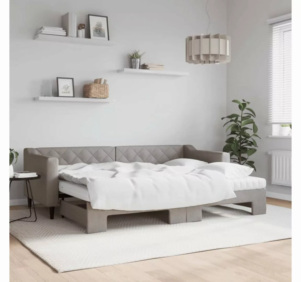 vidaXL Gästebett Gästebett Tagesbett Ausziehbar mit Matratzen Taupe 80x200 günstig online kaufen