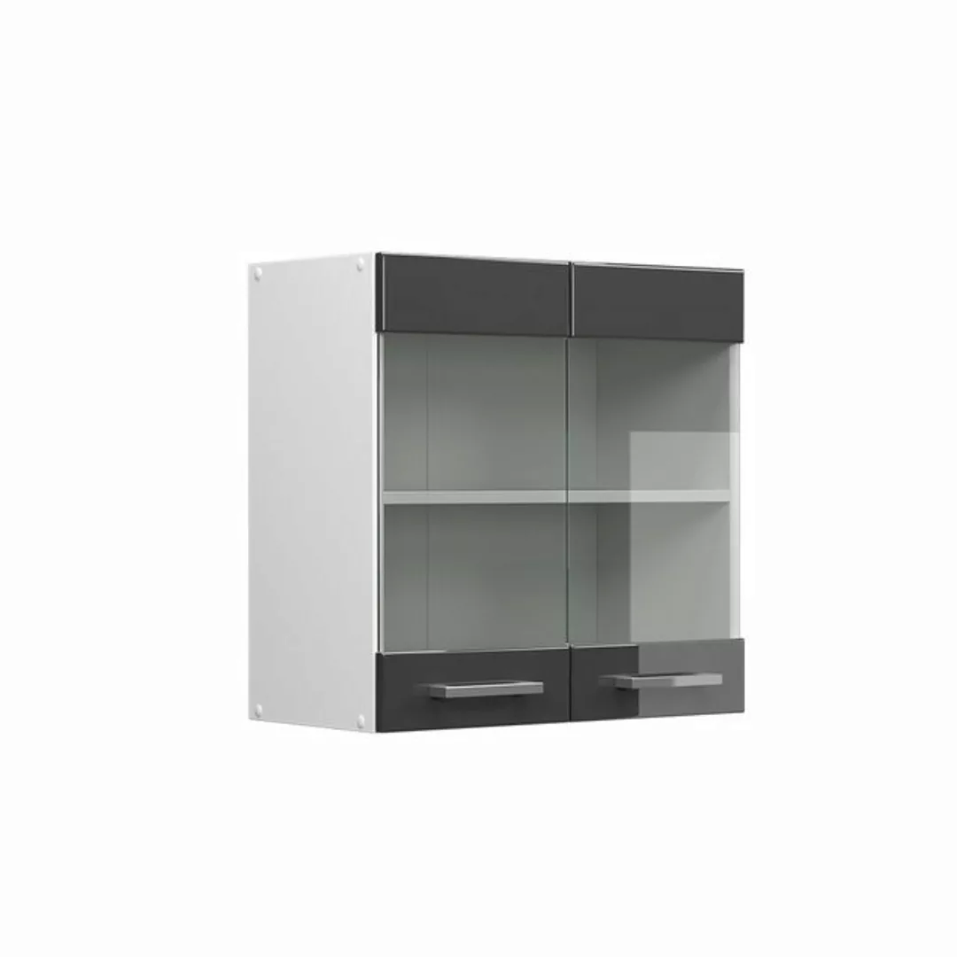 Vicco Schranksystem R-Line, Anthrazit Hochglanz/Weiß, 60 cm mit Glastüren günstig online kaufen