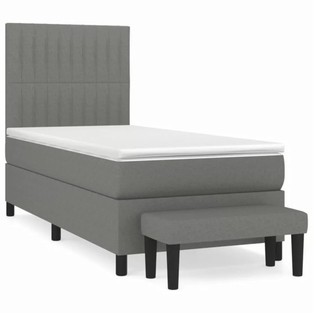 furnicato Bett Boxspringbett mit Matratze Dunkelgrau 80x200 cm Stoff günstig online kaufen