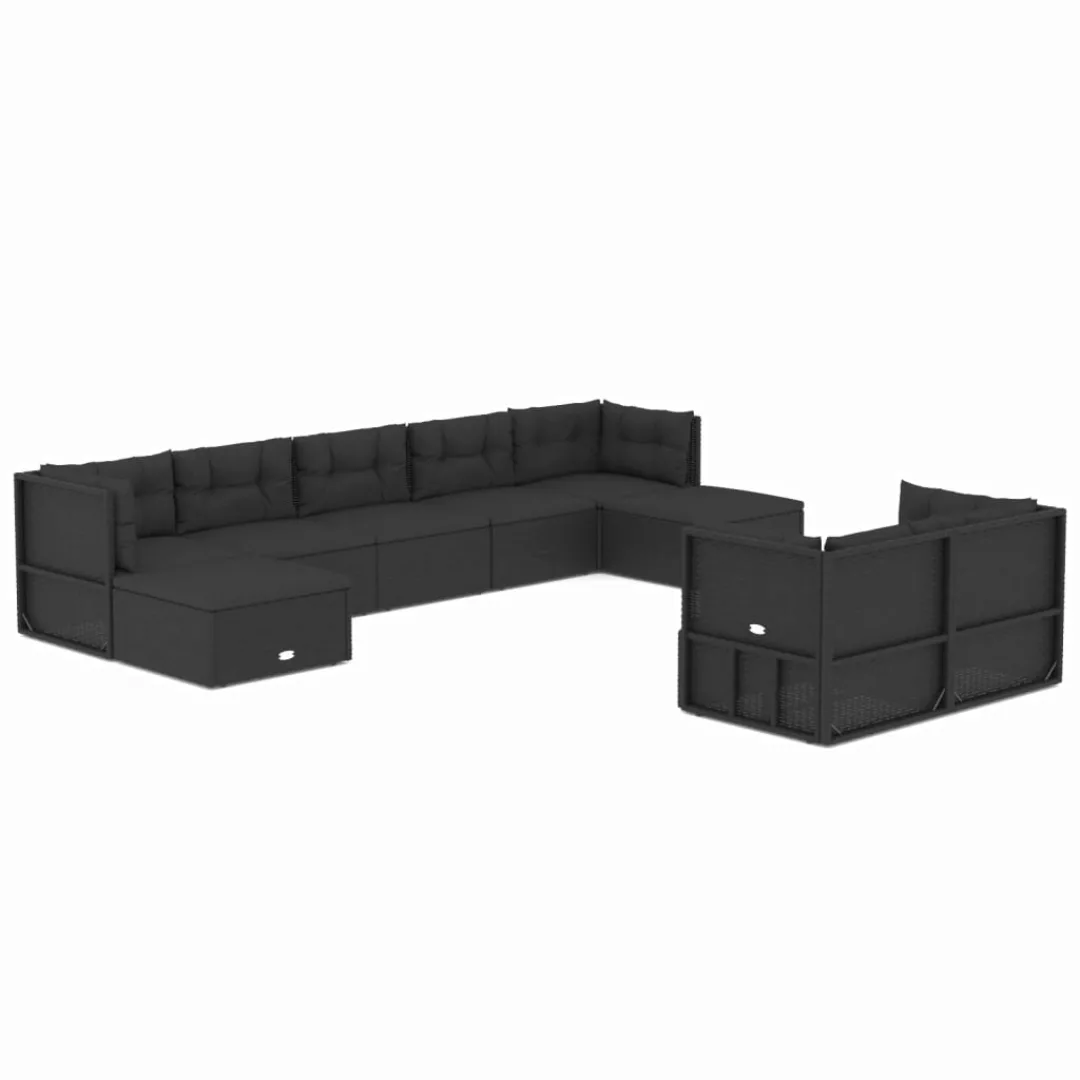 Vidaxl 9-tlg. Garten-lounge-set Mit Kissen Schwarz Poly Rattan günstig online kaufen