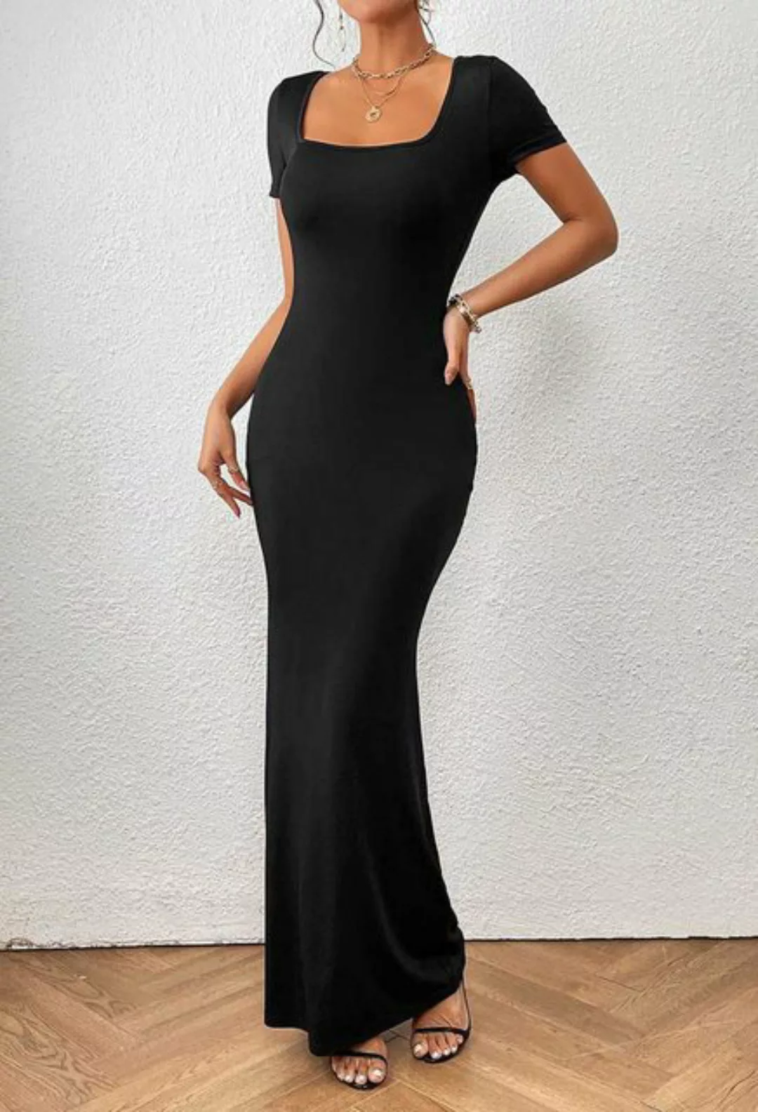 SEGUEN Sommerkleid Elegantes Kleid mit quadratischem Ausschnitt und Fischsc günstig online kaufen