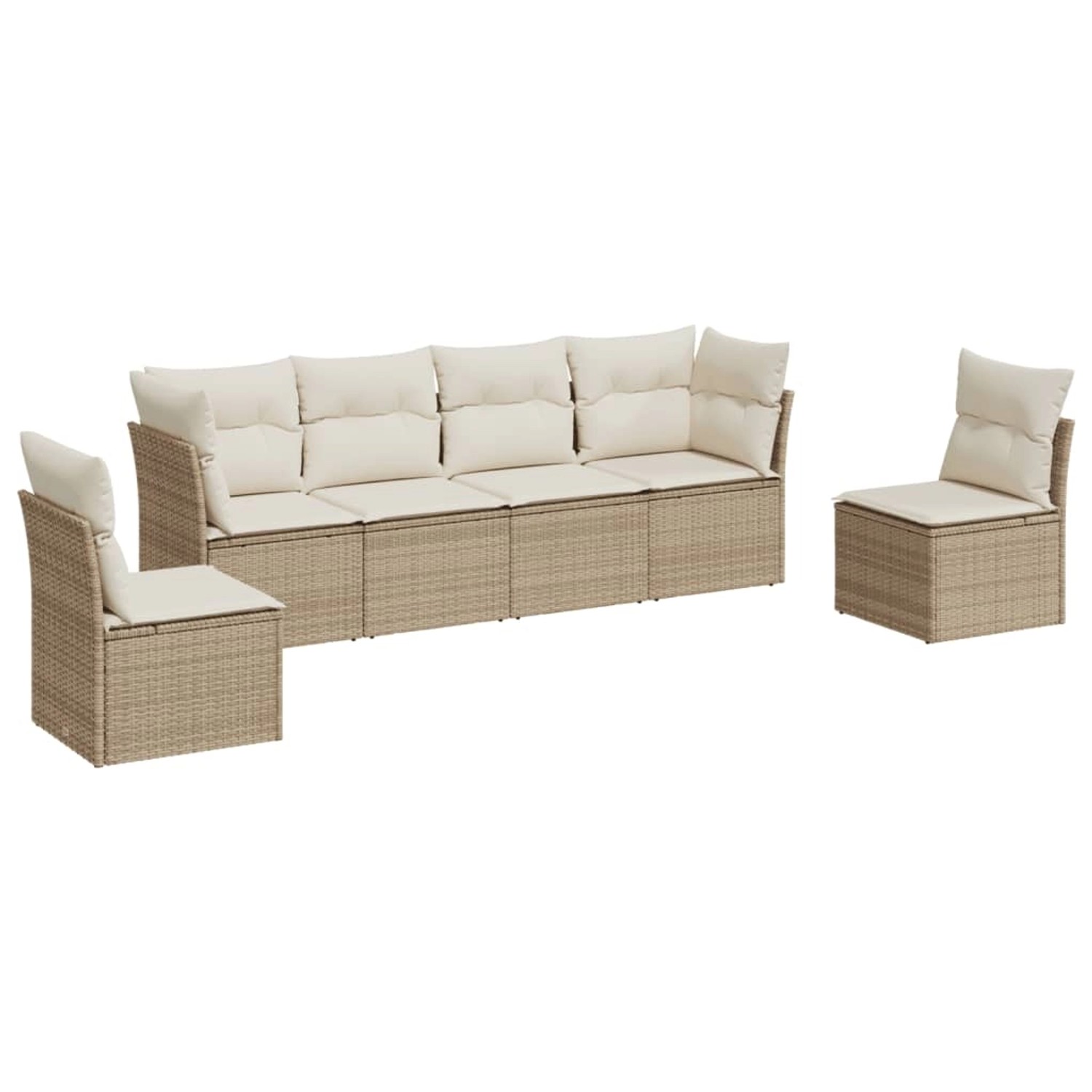 vidaXL 6-tlg Garten-Sofagarnitur mit Kissen Beige Poly Rattan Modell 42 günstig online kaufen