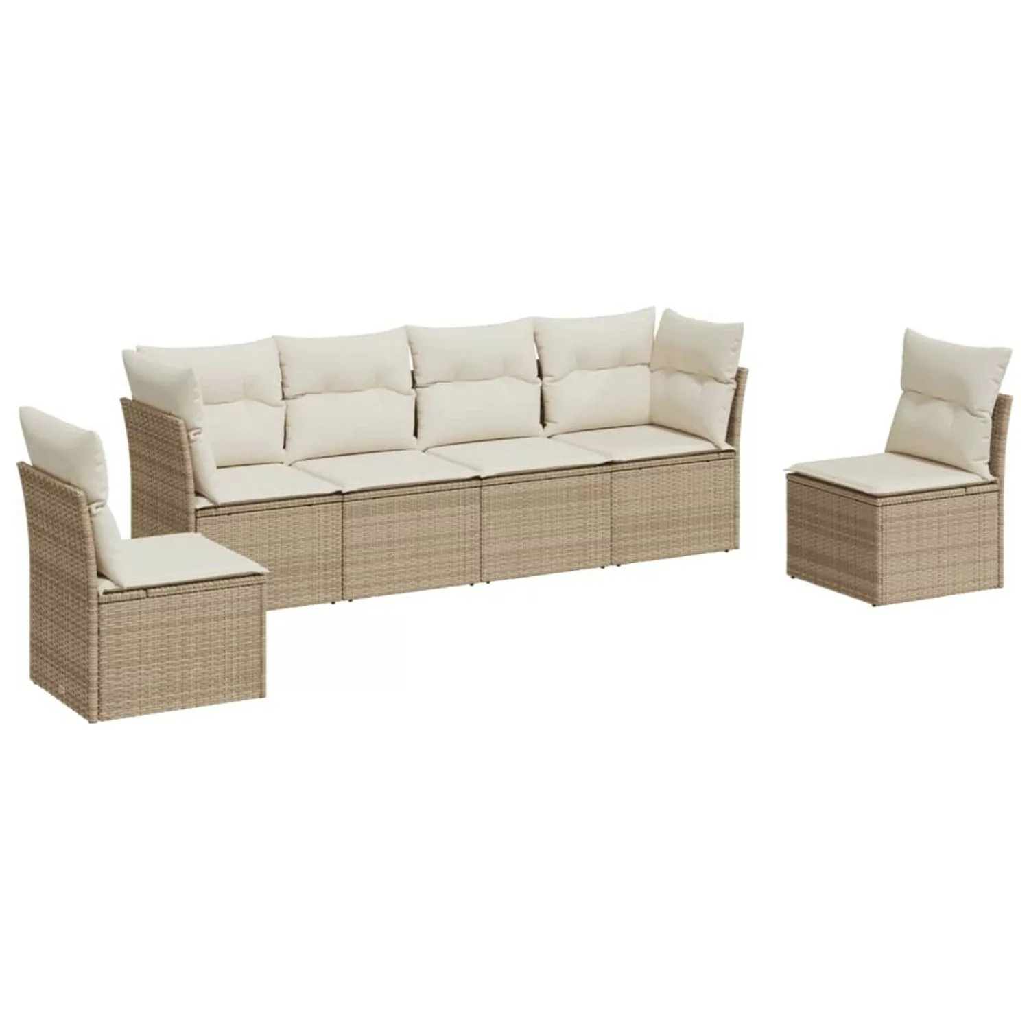 vidaXL 6-tlg Garten-Sofagarnitur mit Kissen Beige Poly Rattan Modell 42 günstig online kaufen