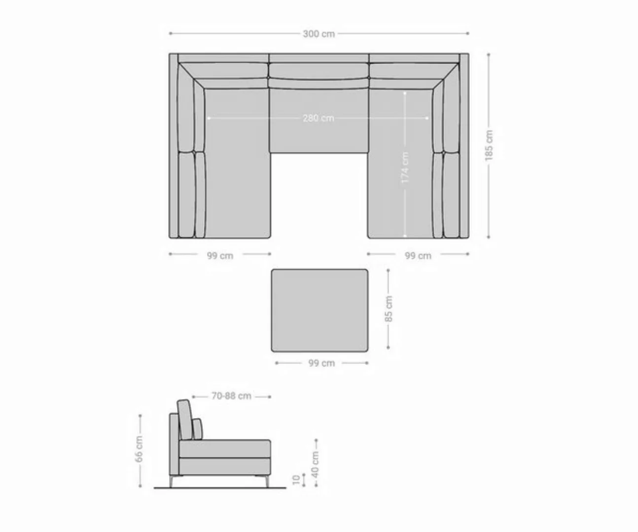 DELIFE Wohnlandschaft Elio, Mikrofaser Graphite 300x185 cm mit Hocker Wohnl günstig online kaufen