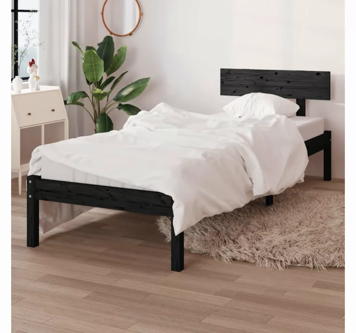 furnicato Bett Massivholzbett Schwarz Kiefer 100x200 cm günstig online kaufen