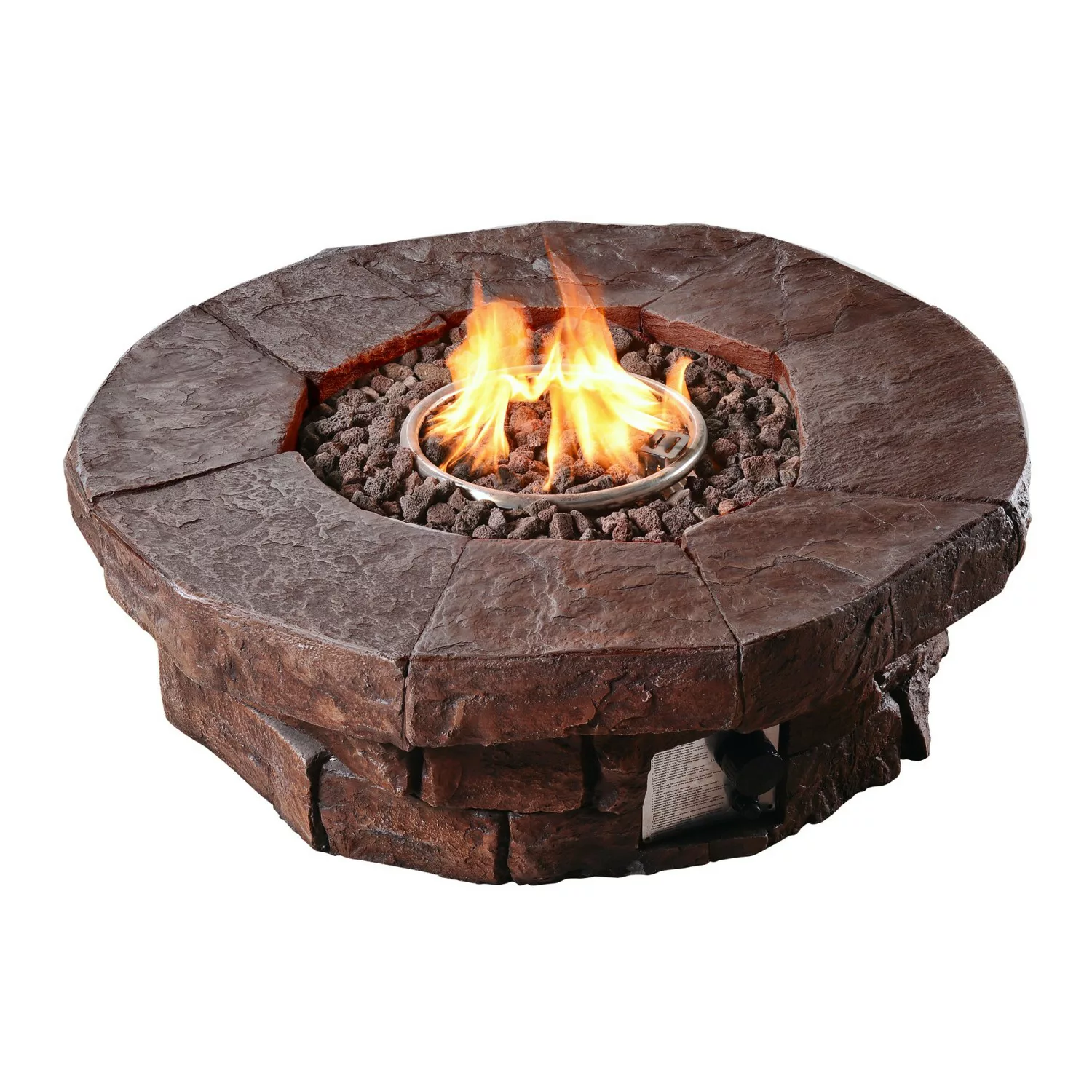 Teamson Home 94 cm Garten Runde Faux Brick Propan Gas Feuerstelle Braun günstig online kaufen