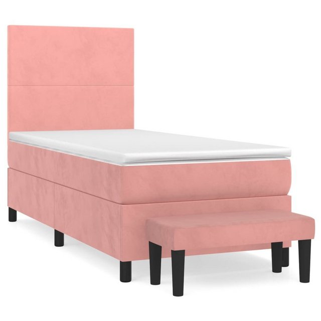 vidaXL Bettgestell Boxspringbett mit Matratze Rosa 100x200 cm Samt Bett Bet günstig online kaufen