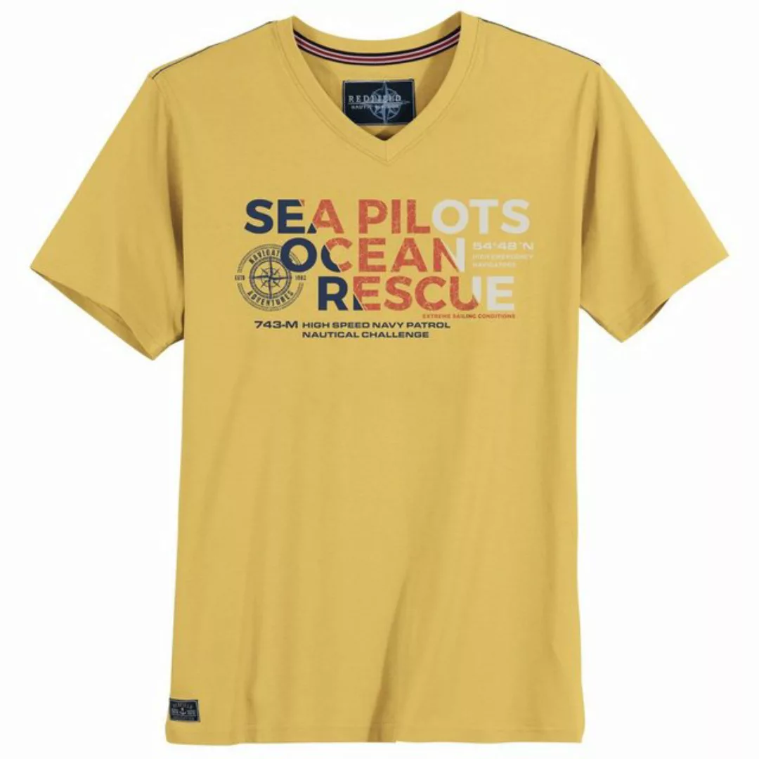 redfield V-Shirt Große Größen Herren T-Shirt V-Neck gelb SEA PILOTS Redfiel günstig online kaufen
