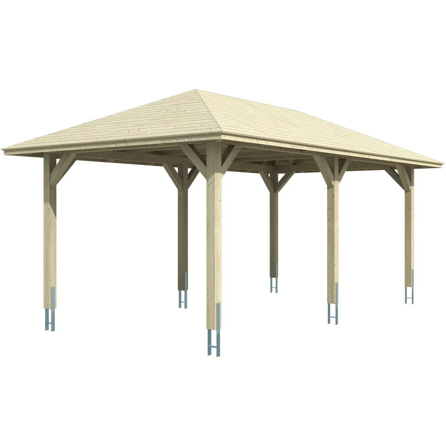 Skan Holz Carport Taunus 374 cm x 656 cm Nussbaum günstig online kaufen