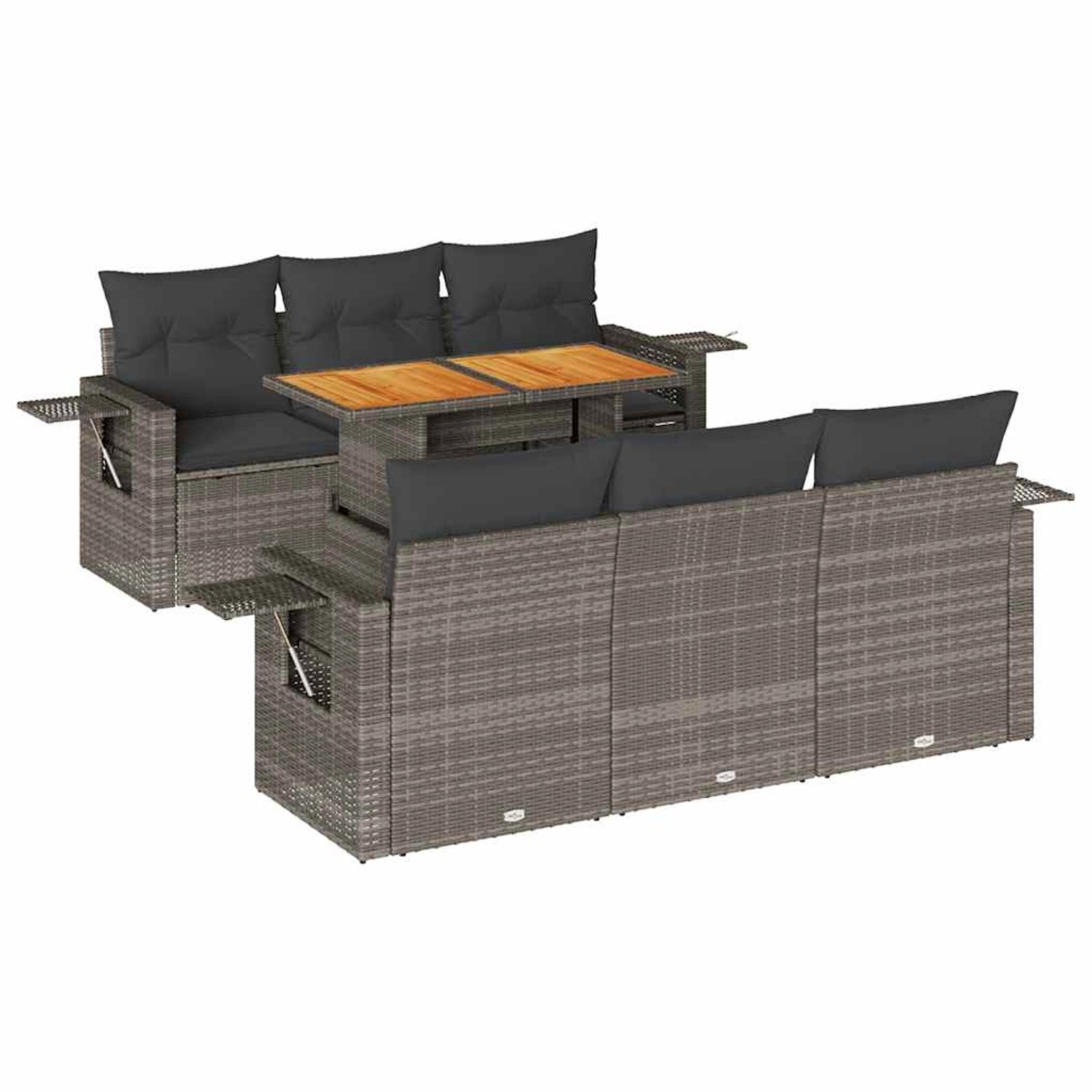 vidaXL 7-Tlg Garten-Sofagarnitur mit Kissen Grau Poly Rattan 3327112 günstig online kaufen