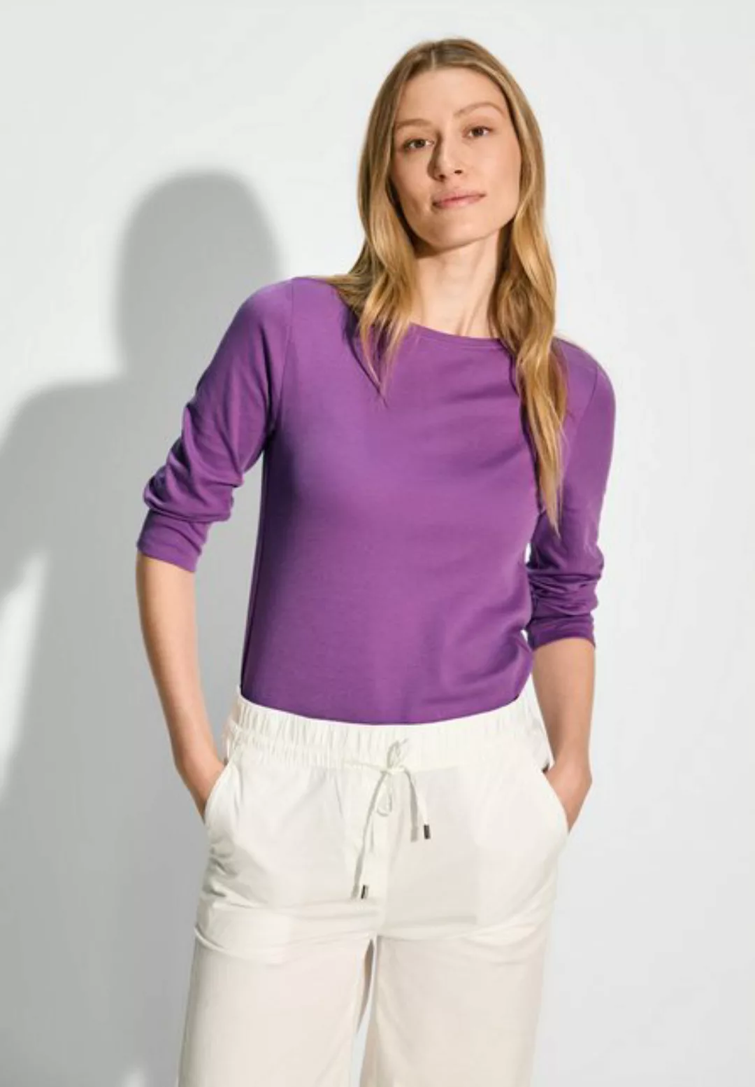 Cecil 3/4-Arm-Shirt Cecil Basic T-Shirt in Unifarbe in Iced Violet (1-tlg) günstig online kaufen