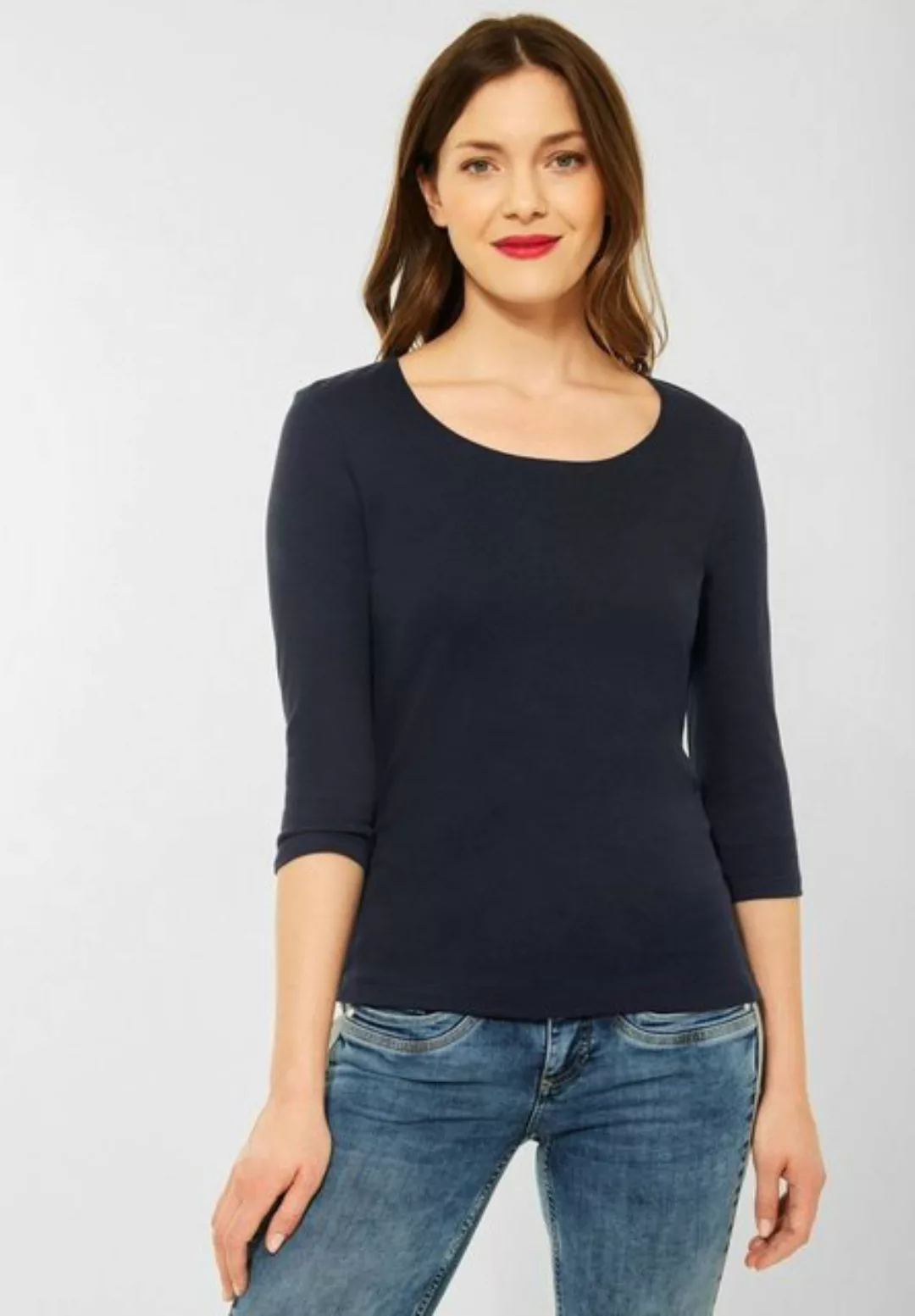 STREET ONE 3/4-Arm-Shirt Street One Shirt Pania einfarbig in Deep Blue (1-t günstig online kaufen