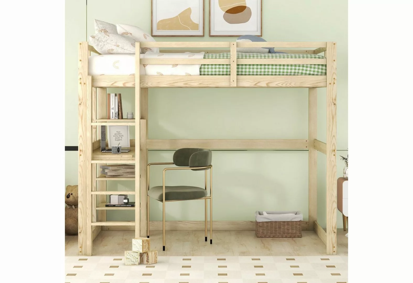 OKWISH Bett Kinderbett, Betten für Zuhause 140 X 200 cm (mit 4 Ablagefächer günstig online kaufen