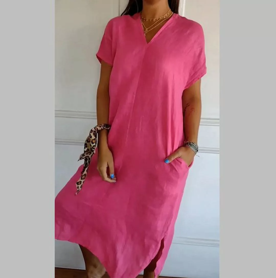 AFAZ New Trading UG Sommerkleid Lockeres, kurzärmliges Damenkleid mit V-Aus günstig online kaufen