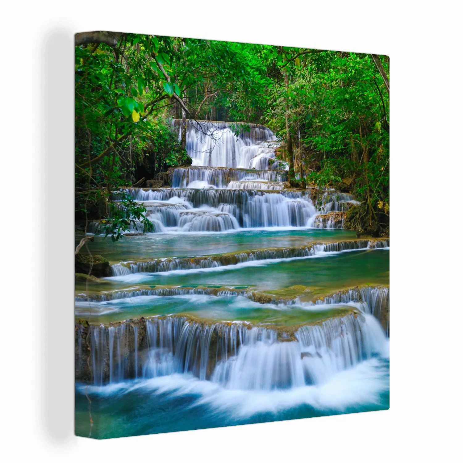 OneMillionCanvasses® Leinwandbild Wasserfall - Bäume - günstig online kaufen