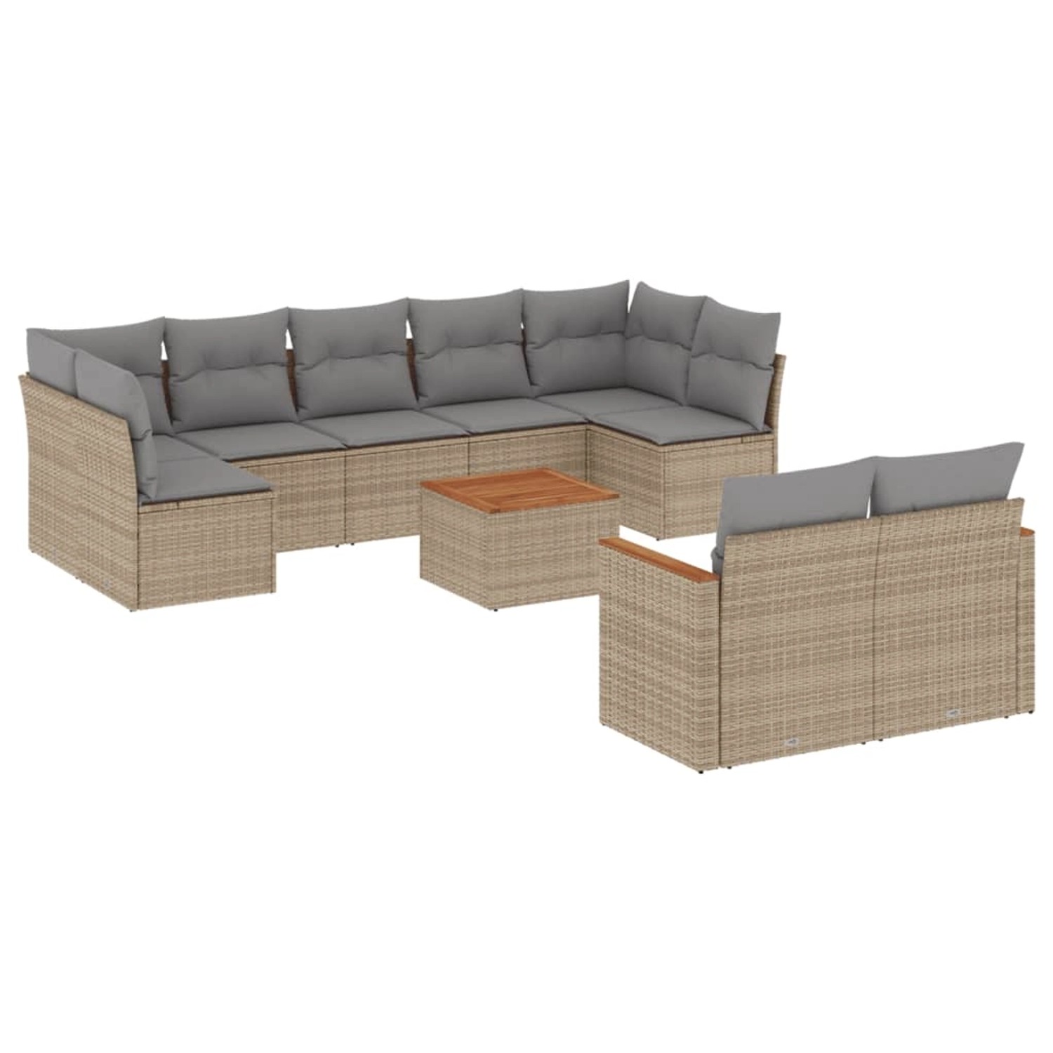vidaXL 10-Tlg Garten-Sofagarnitur mit Kissen Beige Poly Rattan 3258699 günstig online kaufen