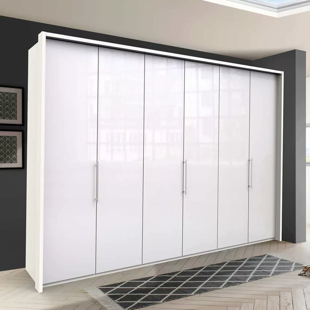 Weißer Schlafzimmerschrank mit Falttüren glasbeschichtet günstig online kaufen