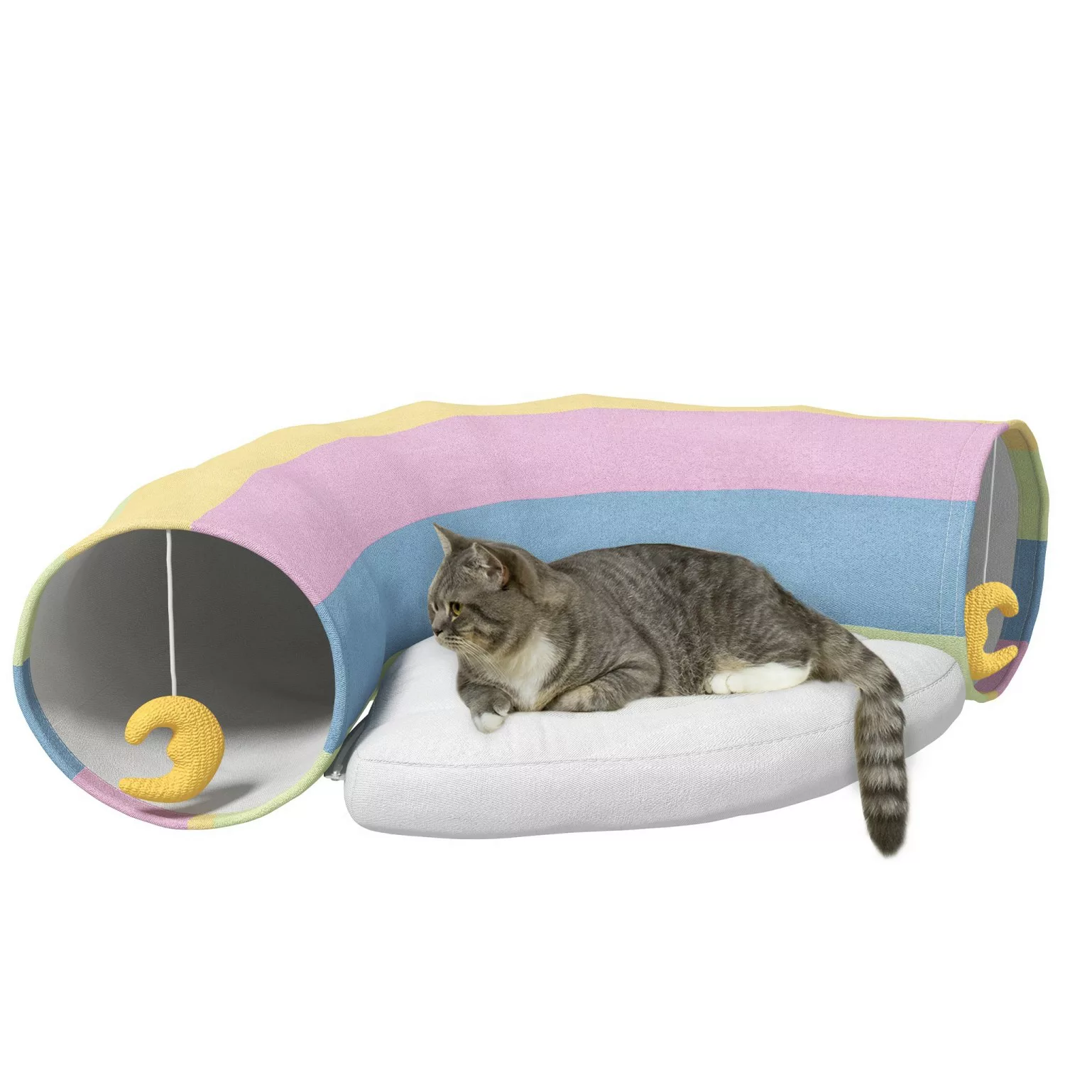 PawHut Katzentunnel faltbares Katzenspielzeug mit Spielkissen aus Polyester günstig online kaufen