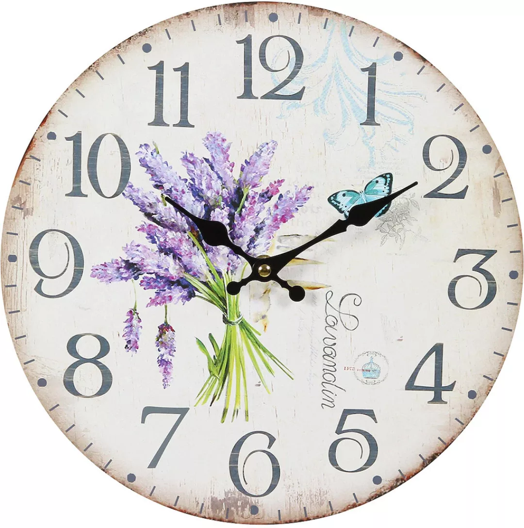 Ambiente Haus Wanduhr "Lavendel Wanduhr 28cm" günstig online kaufen