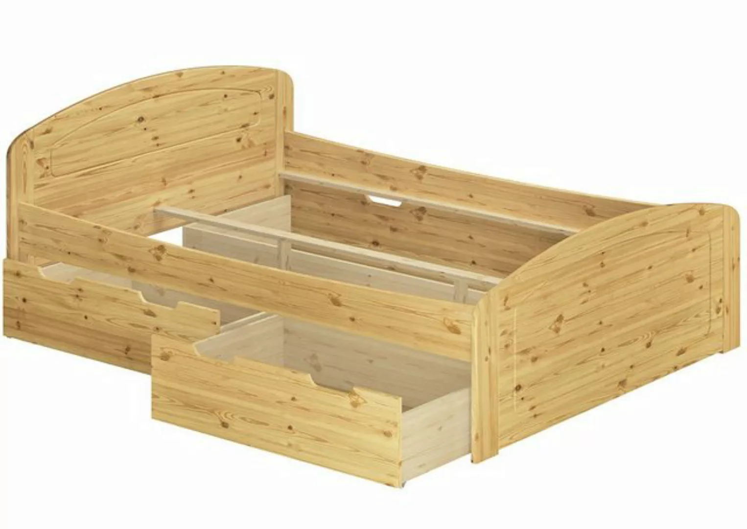 ERST-HOLZ Bett Funktionsbett 200x200 Kiefer mit 3 Bettkästen ohne Rost, Kie günstig online kaufen