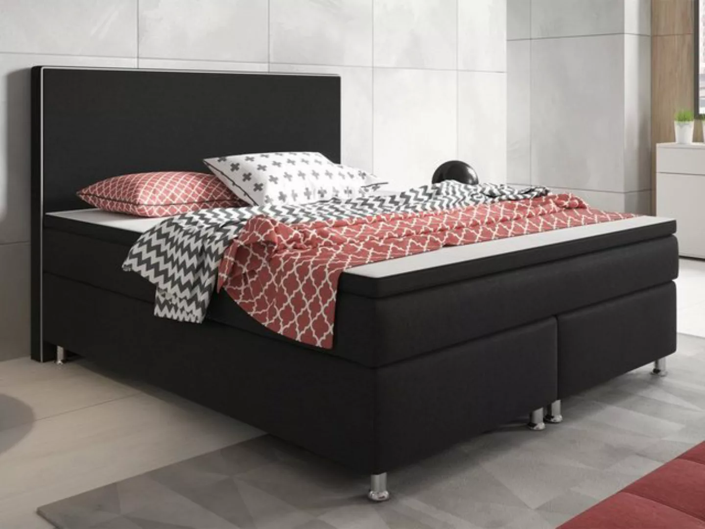 interbed Boxspringbett King Size 180x200 cm 7 Zonen Taschenfederkern Matrat günstig online kaufen