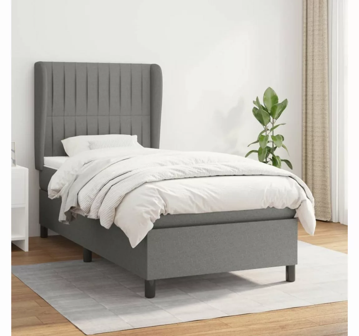 vidaXL Bett Boxspringbett mit Matratze Dunkelgrau 90x190 cm Stoff günstig online kaufen