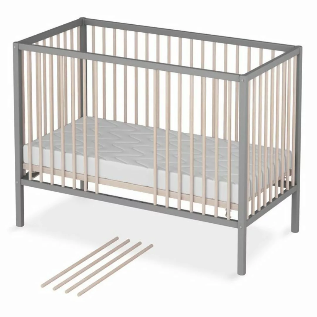 Sämann Babybett Babybett Sleepy 60x120 cm Matratze BASIC Delight, grau/natu günstig online kaufen