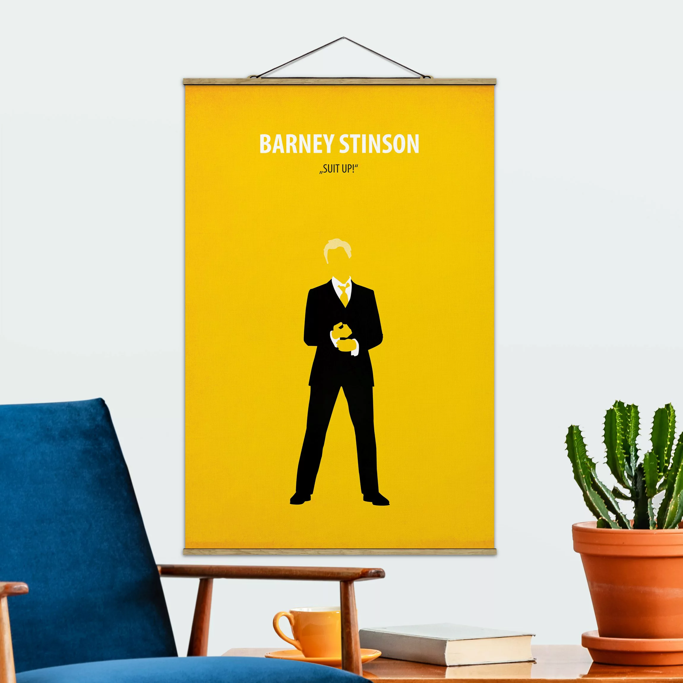 Stoffbild Portrait mit Posterleisten - Hochformat Filmposter Barney Stinson günstig online kaufen