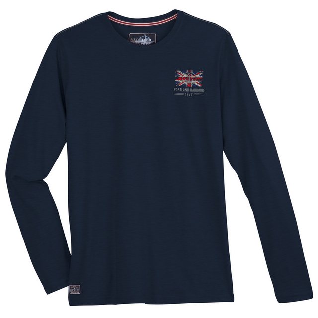 redfield Langarmshirt Redfield XXL Langarmshirt Brustprint maritim navy günstig online kaufen