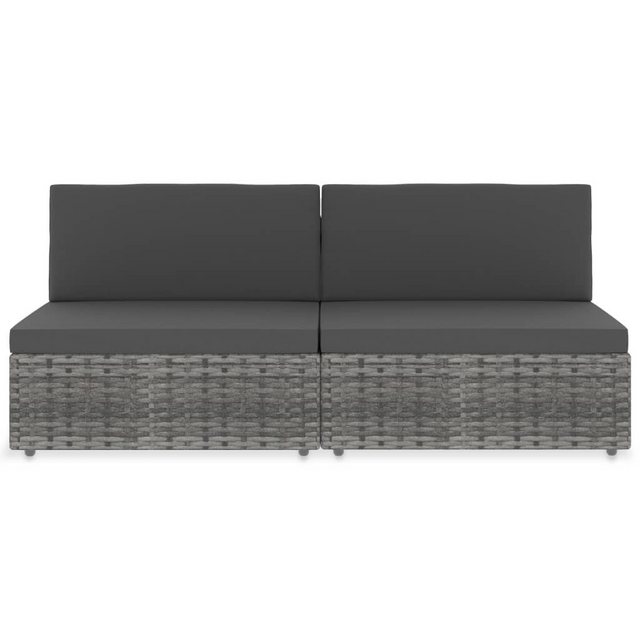 Modulares 2-sitzer-sofa Poly Rattan Grau günstig online kaufen