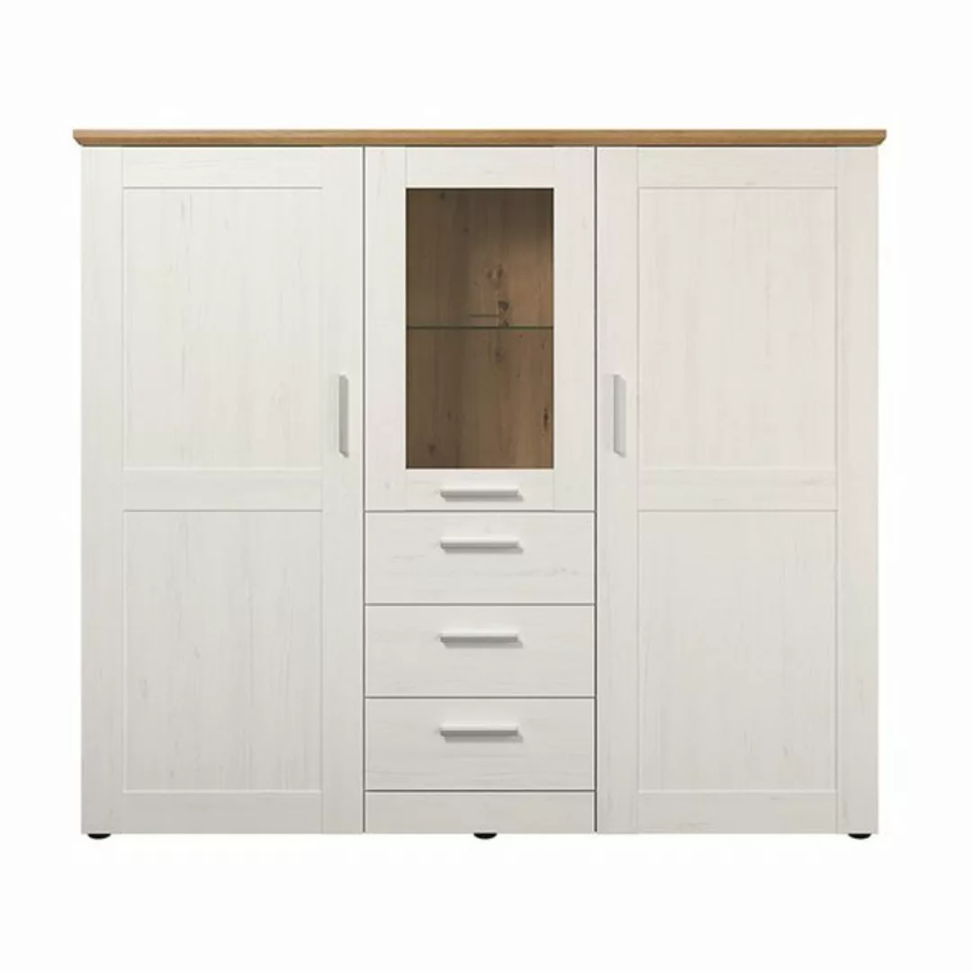 trendteam Vitrine Kommode Beistellschrank Vitrinenschrank Weiß/Braun 159x14 günstig online kaufen