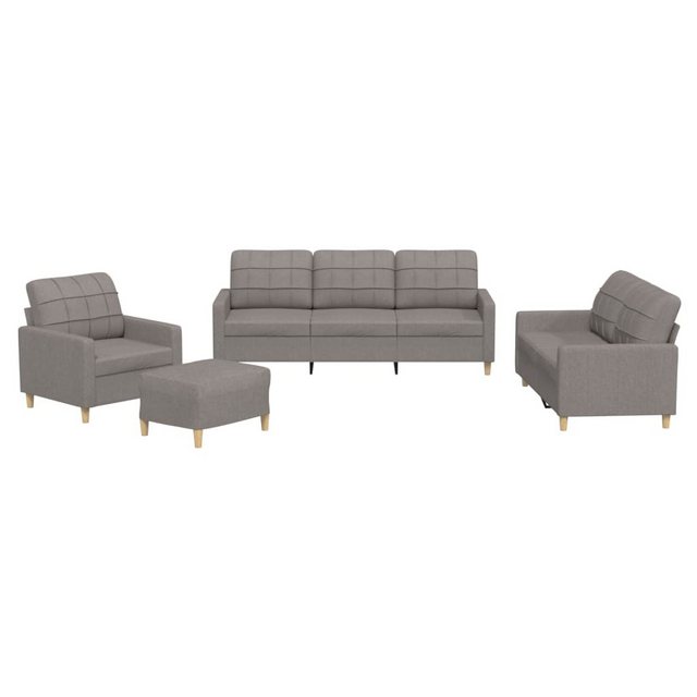 vidaXL Sofa Sofagarnitur mit Kissen Stoff, Standard + Hocker, Taupe günstig online kaufen