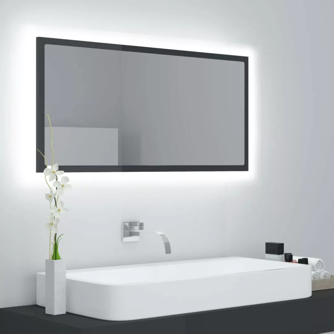 Led-badspiegel Hochglanz-grau 90x8,5x37 Cm Spanplatte günstig online kaufen