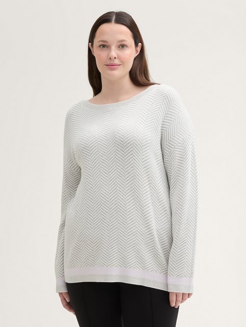 TOM TAILOR PLUS Strickpullover Plus Size - Pullover mit Fischgrätenmuster günstig online kaufen