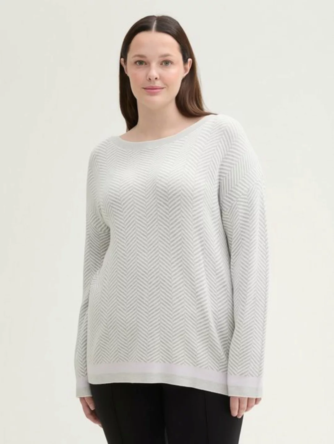 TOM TAILOR PLUS Strickpullover Plus Size - Pullover mit Fischgrätenmuster günstig online kaufen