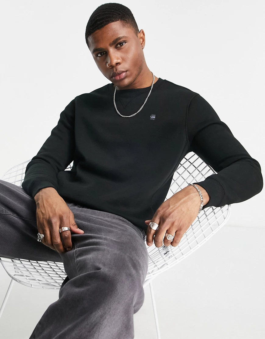 G-Star – Sweatshirt mit kleinem Logo in Schwarz günstig online kaufen