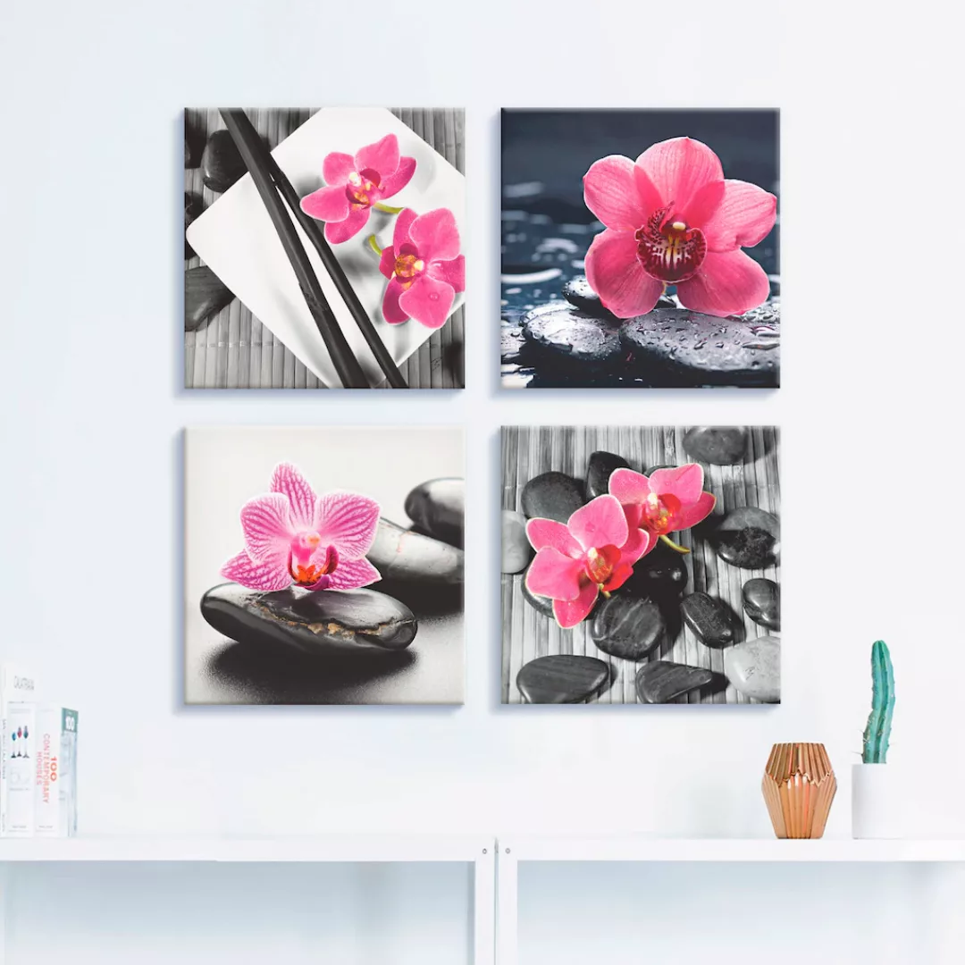 Artland Leinwandbild »Asiatische Komposition Orchidee Zen«, Zen, (4 St.) günstig online kaufen